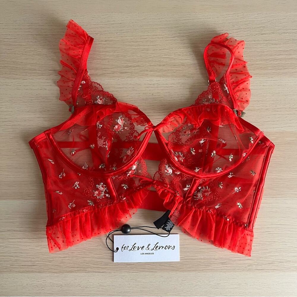For Love and Lemons Red Lace Corset Bustier M